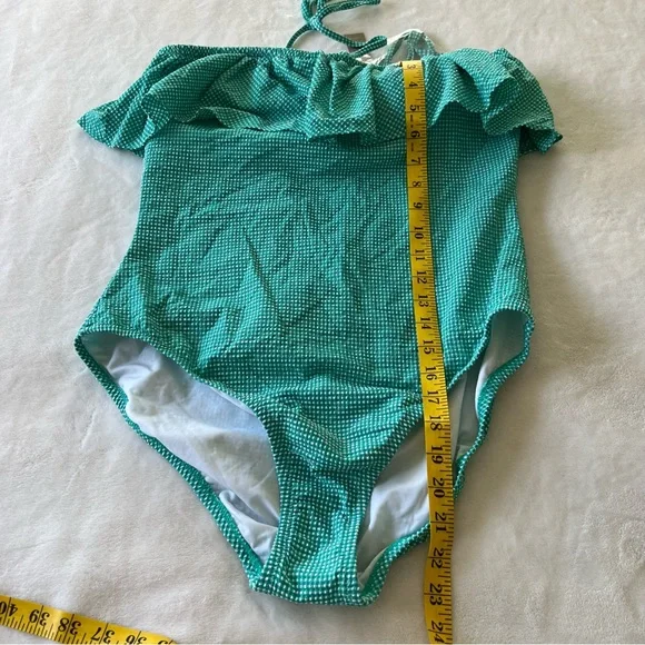 NWT Crew Gingham Ruffle Bandeau One-Piece Swimsuit Sz 14 - Main Image